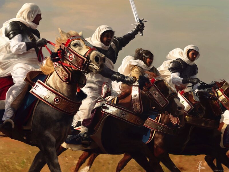 Medieval cavalry charge