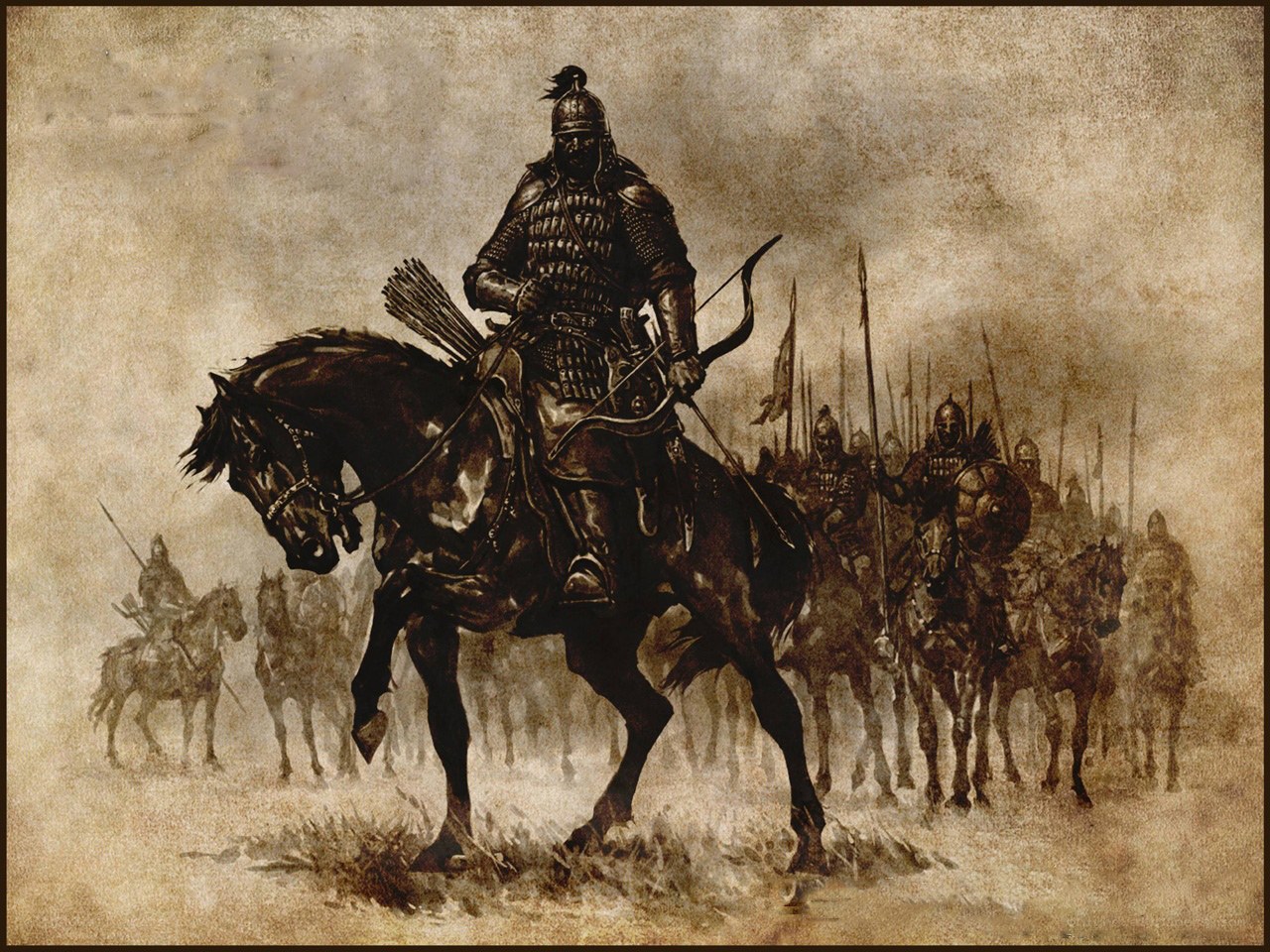 Medieval cavalry charge