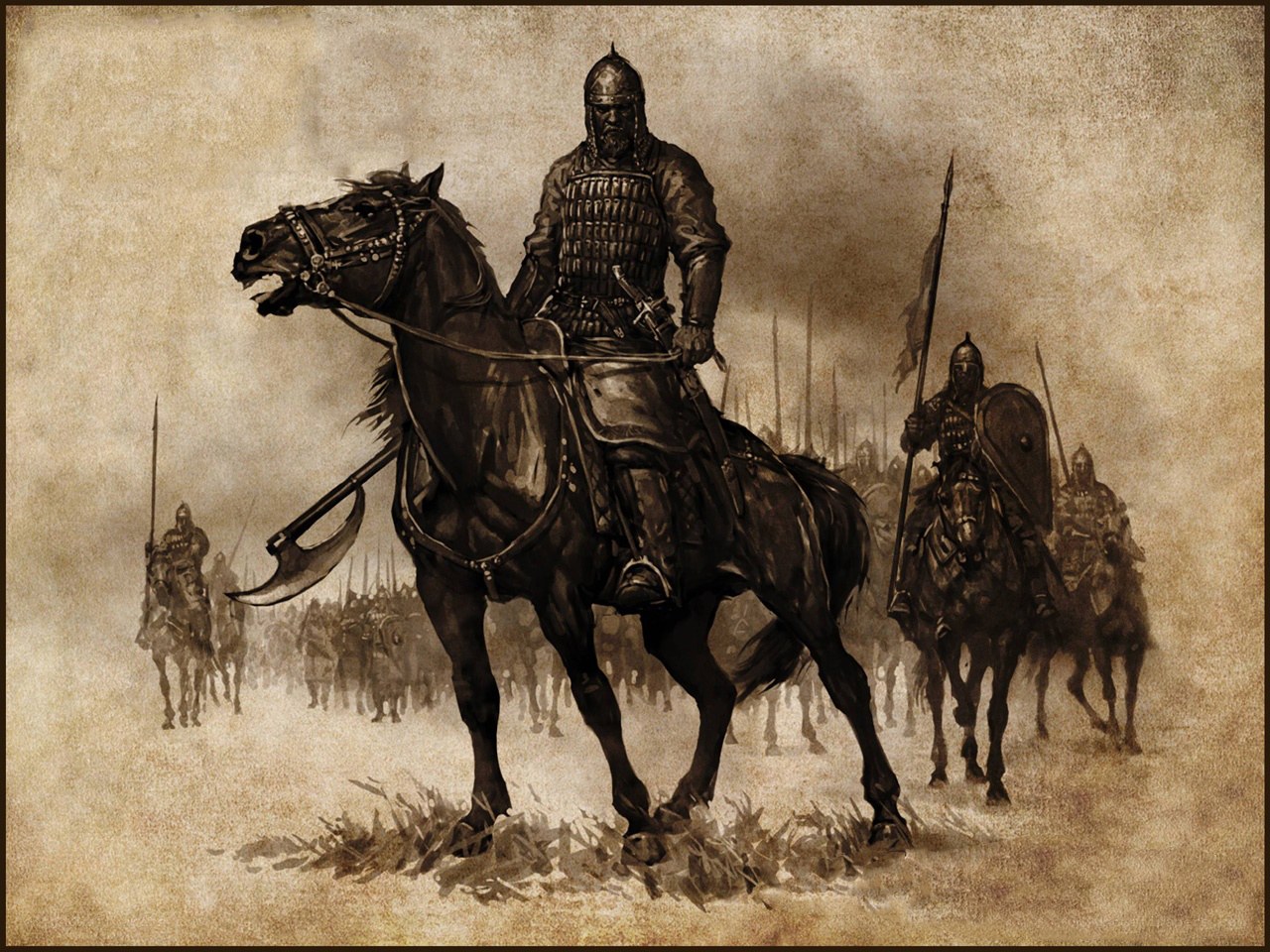 Medieval cavalry charge