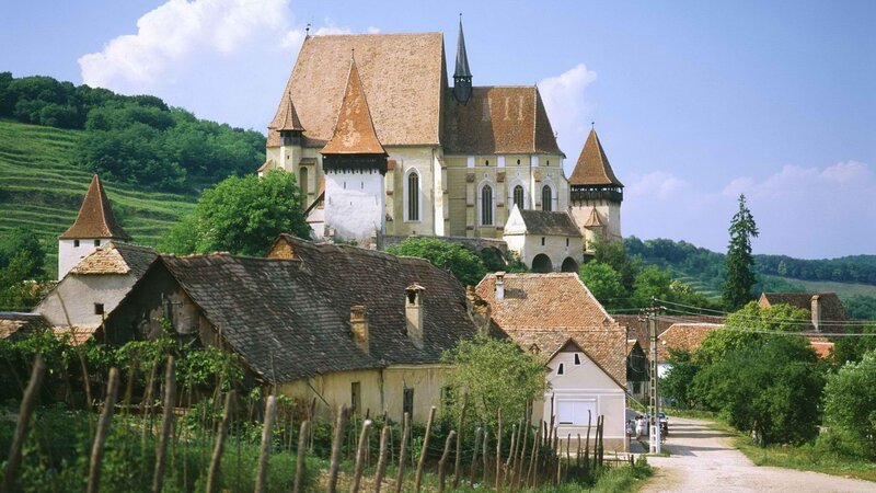 medieval church in romanian village