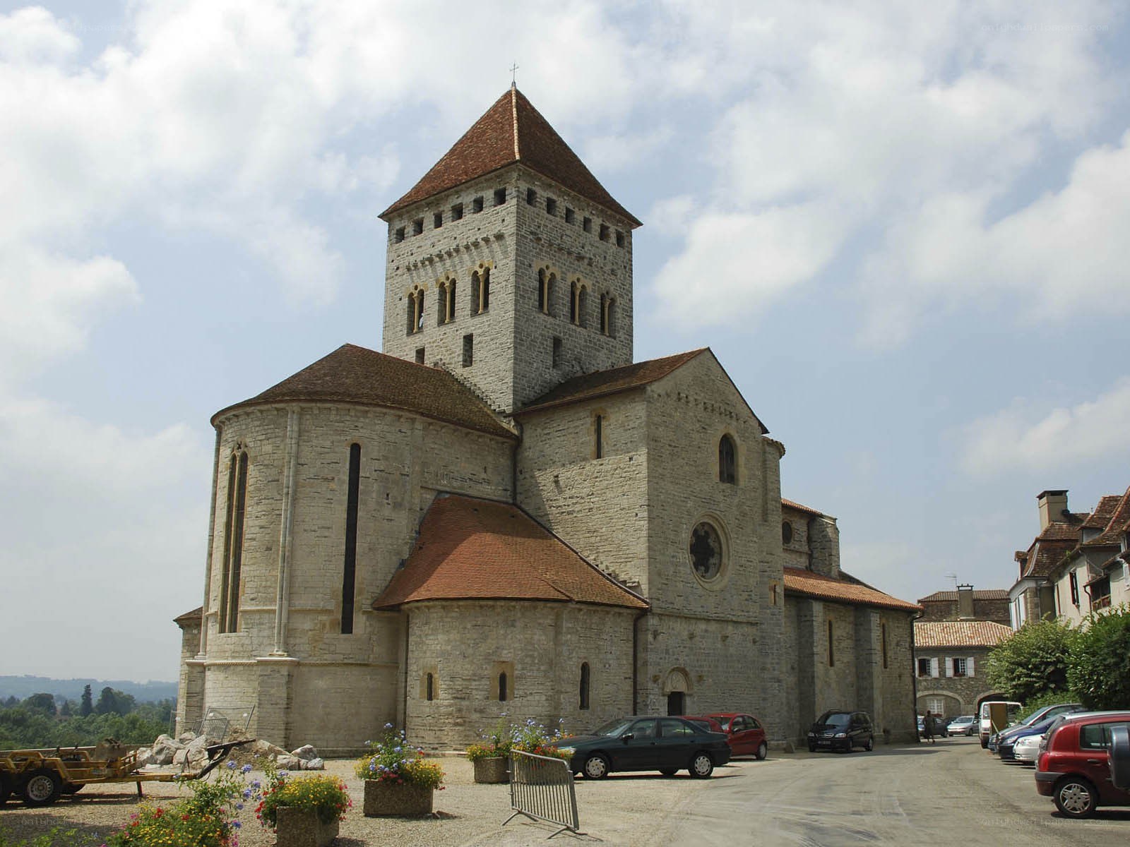 Medieval church with stone tower