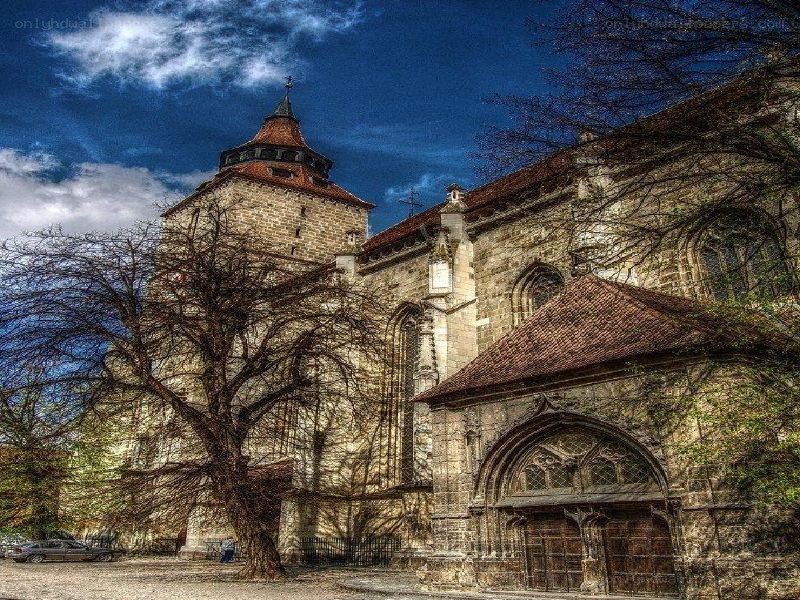 Medieval church with tower