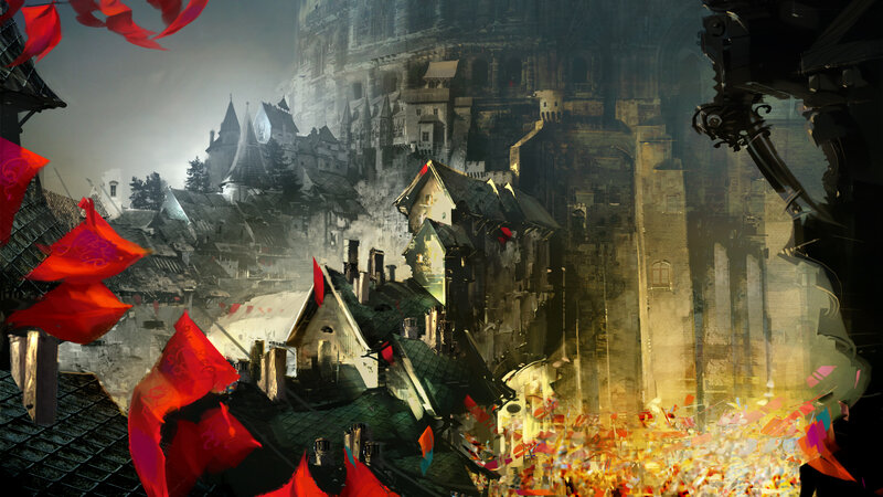 Medieval city in chaos