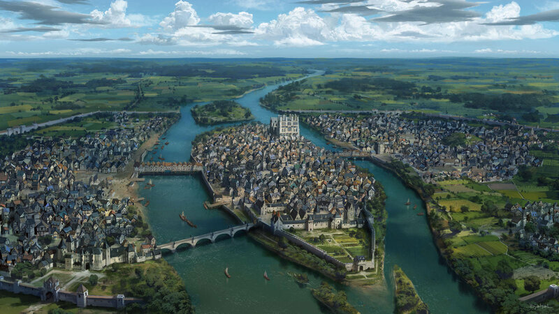 Medieval City on River