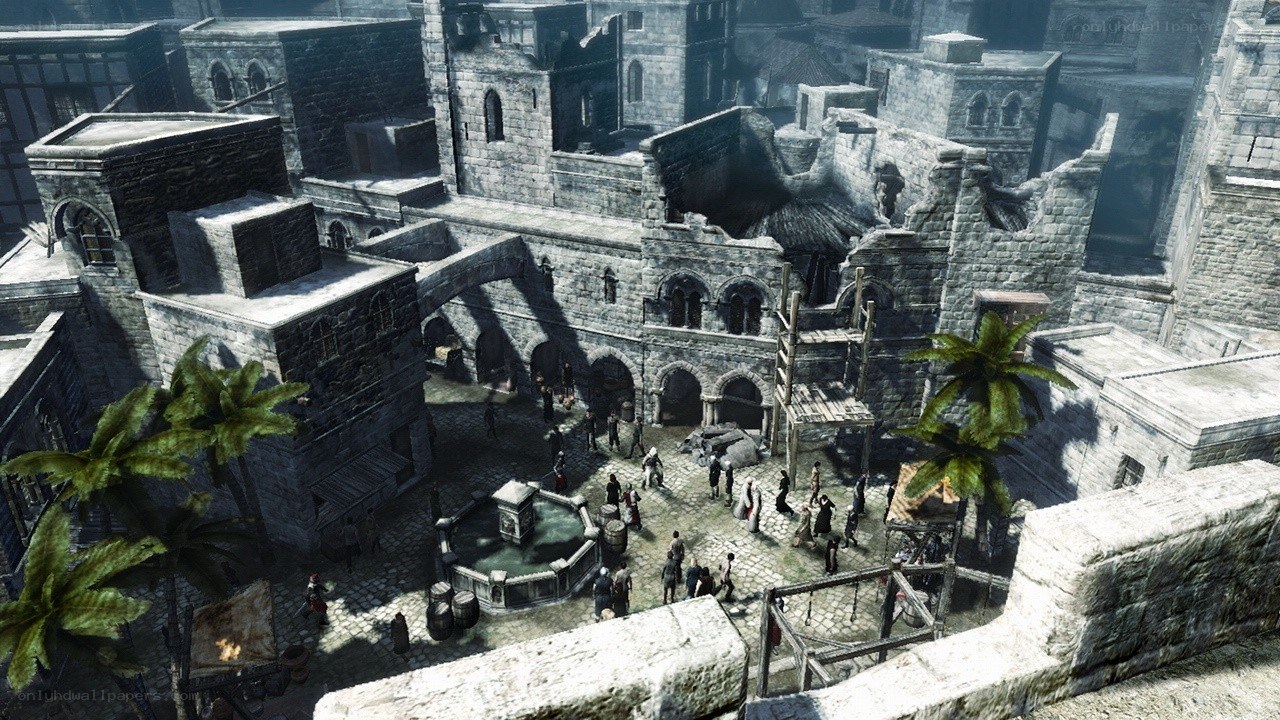 Medieval city square scene