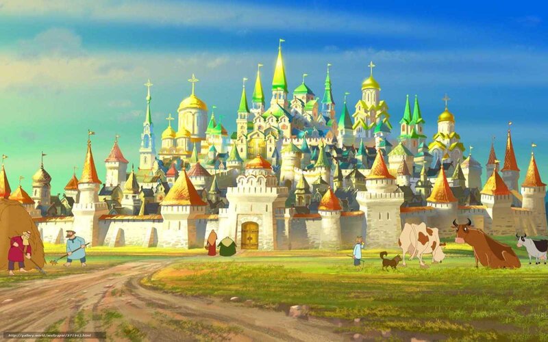 Medieval city with colorful domes