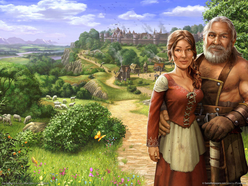 Medieval couple in a village