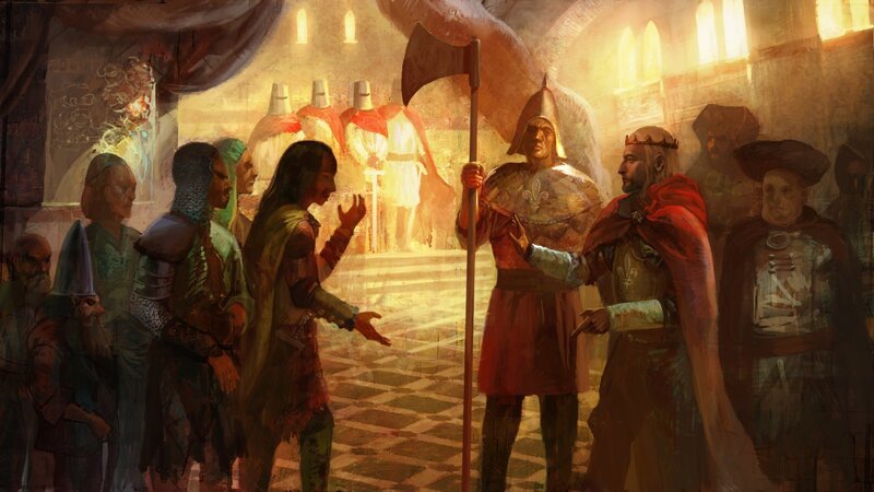 Medieval court confrontation