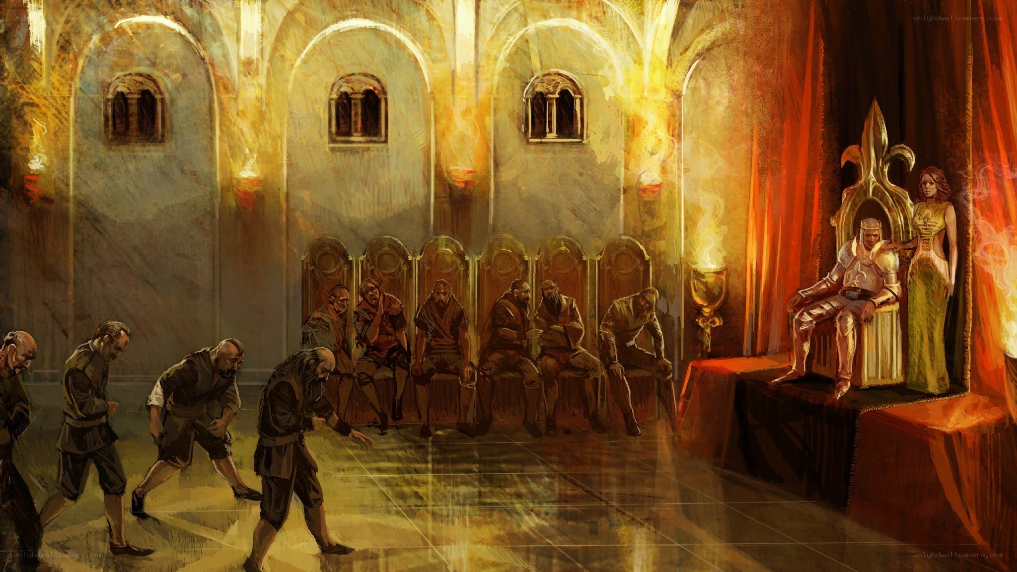 Medieval court scene