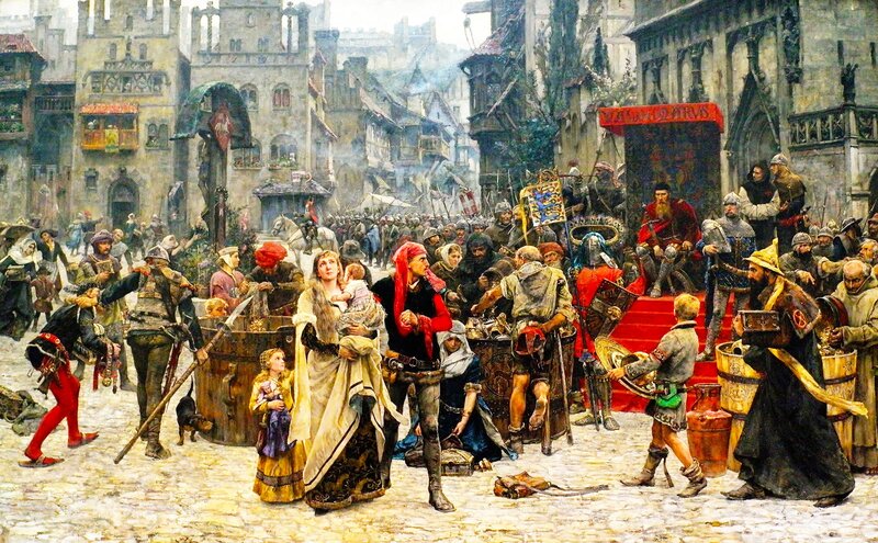 Medieval Crowd in Street