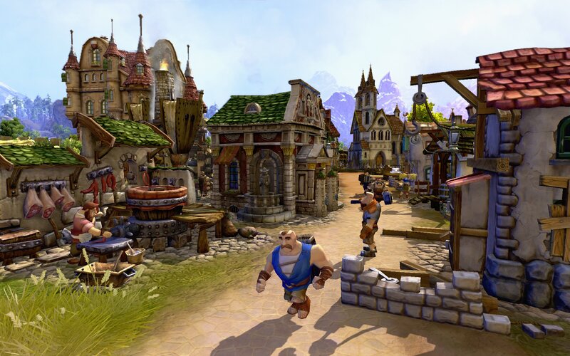 medieval fantasy village scene