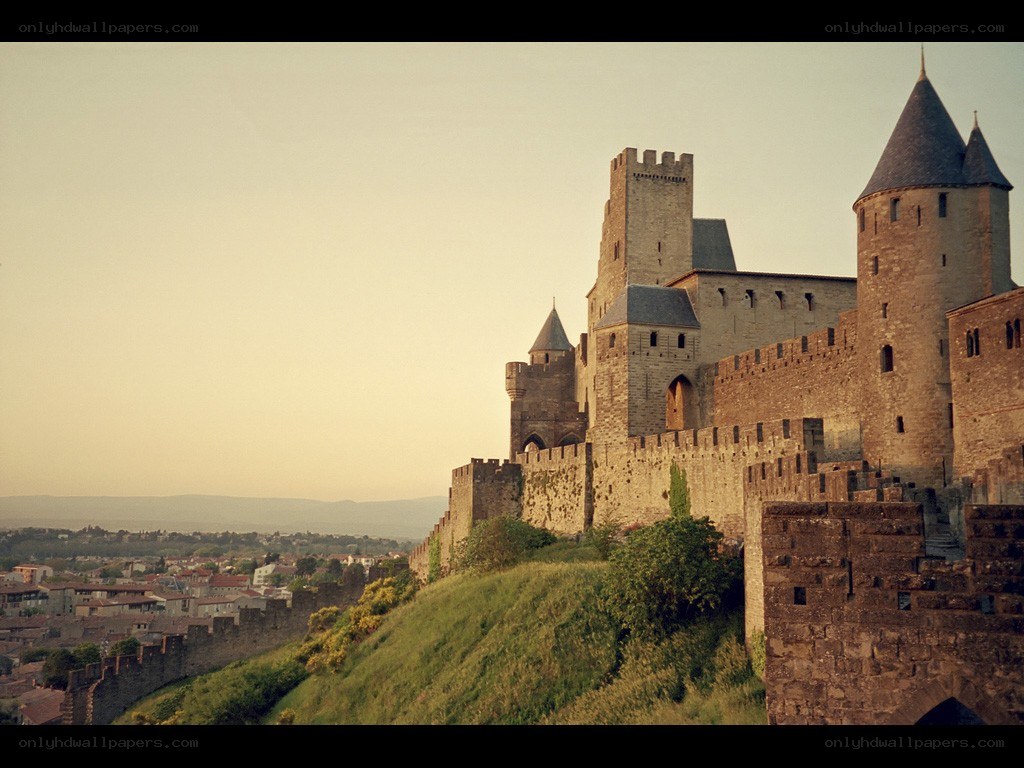 Medieval fortress at sunset