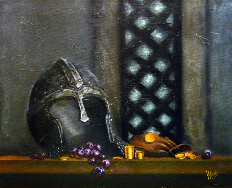 Medieval Helmet and Coins