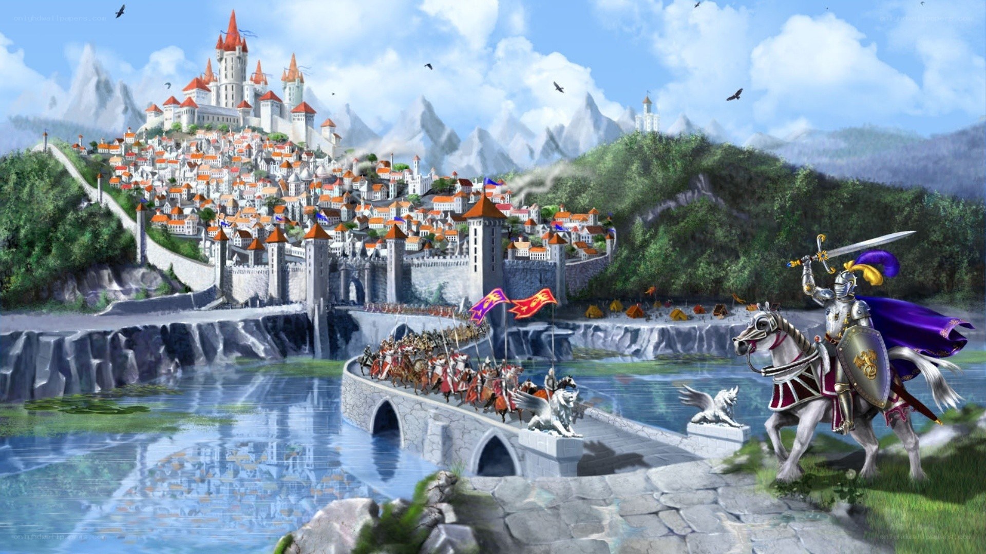Medieval knight and castle