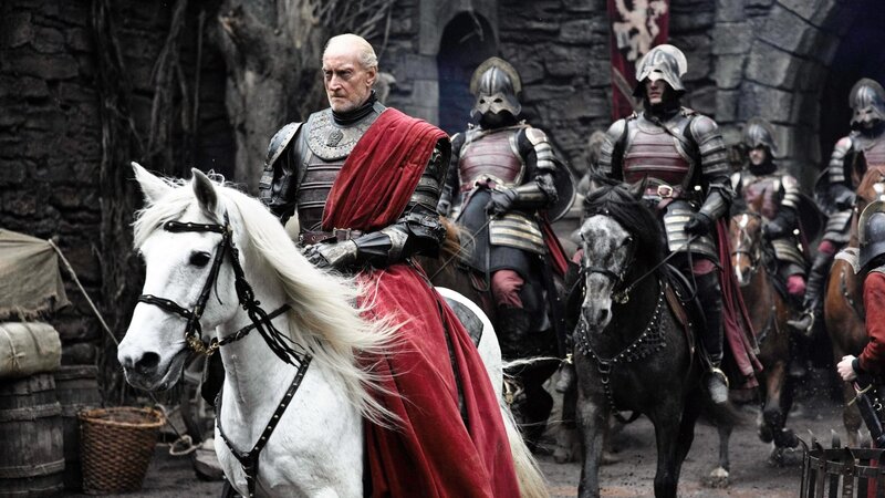 Medieval knight on white horse