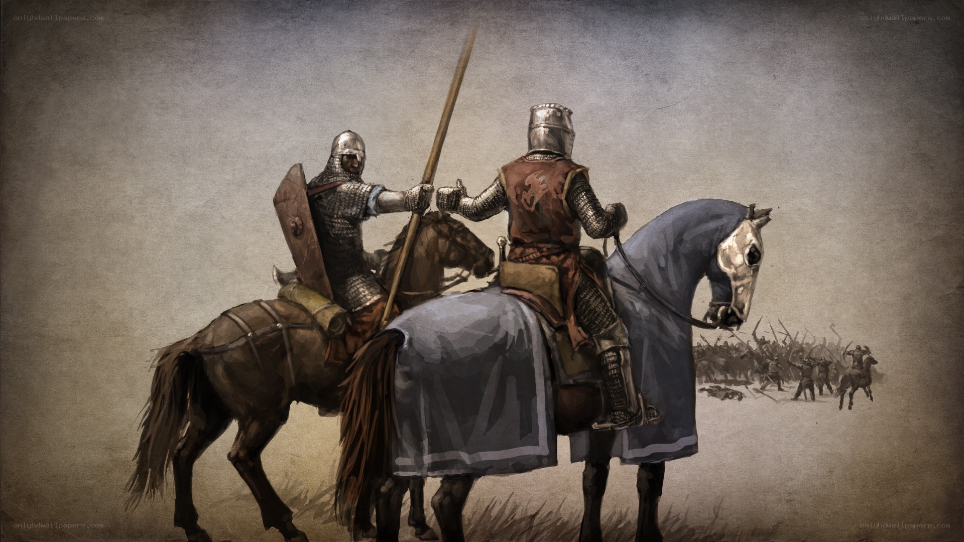 Medieval knights in battle