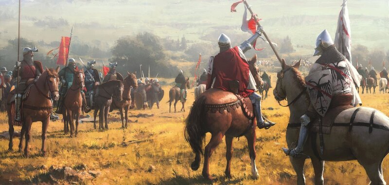 Medieval knights in battle