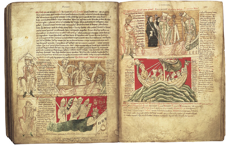 Medieval manuscript with illustrations