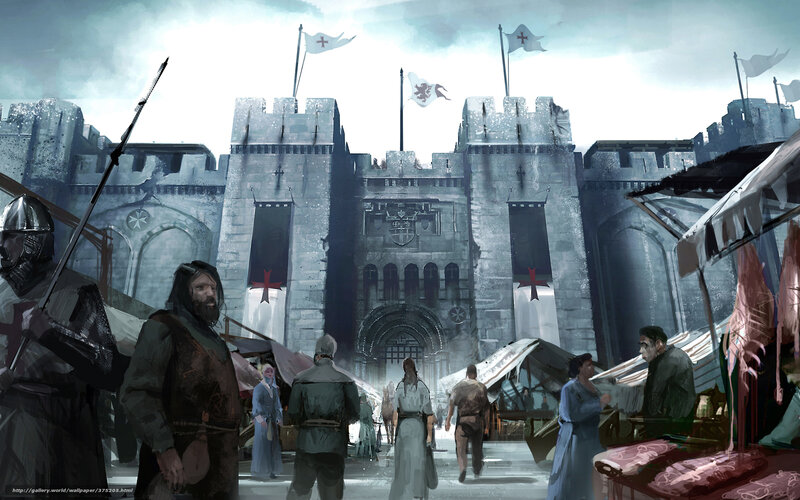 Medieval market outside castle