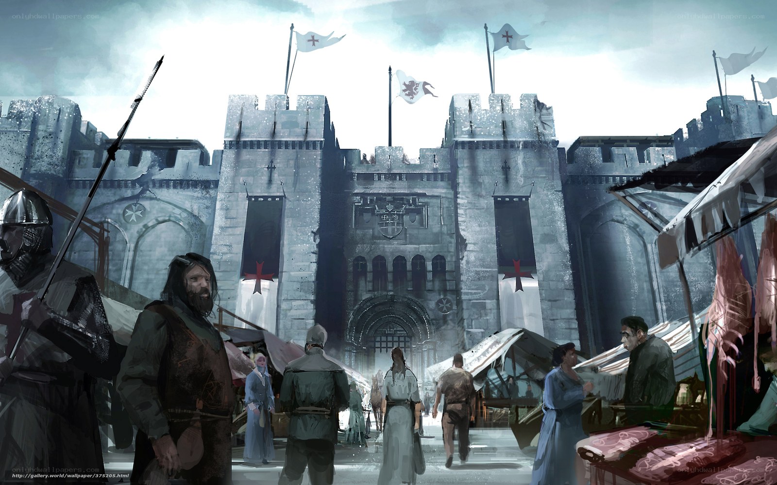 Medieval market outside castle