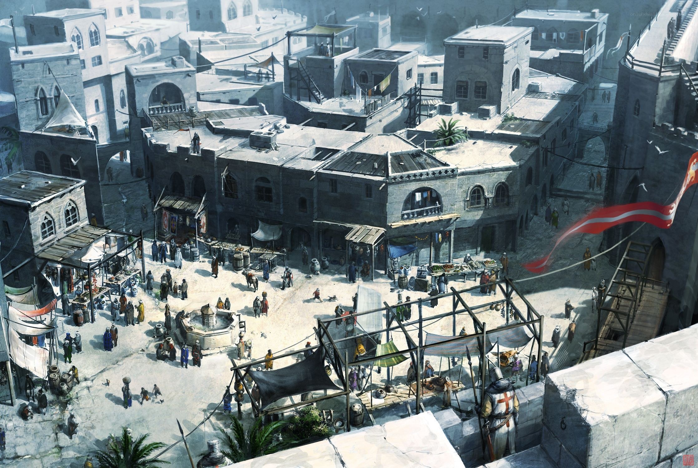 Medieval marketplace scene