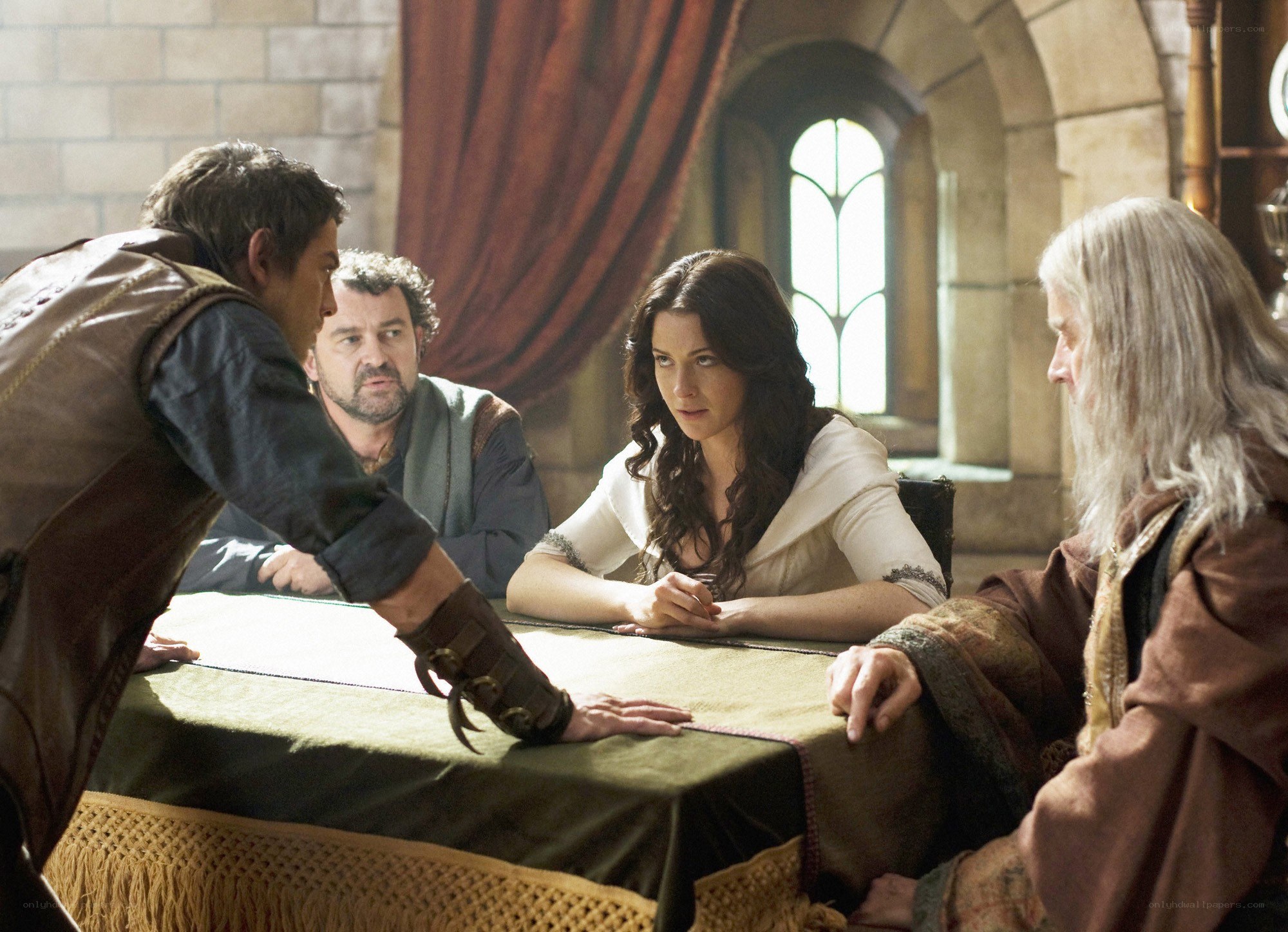 Medieval meeting at a table