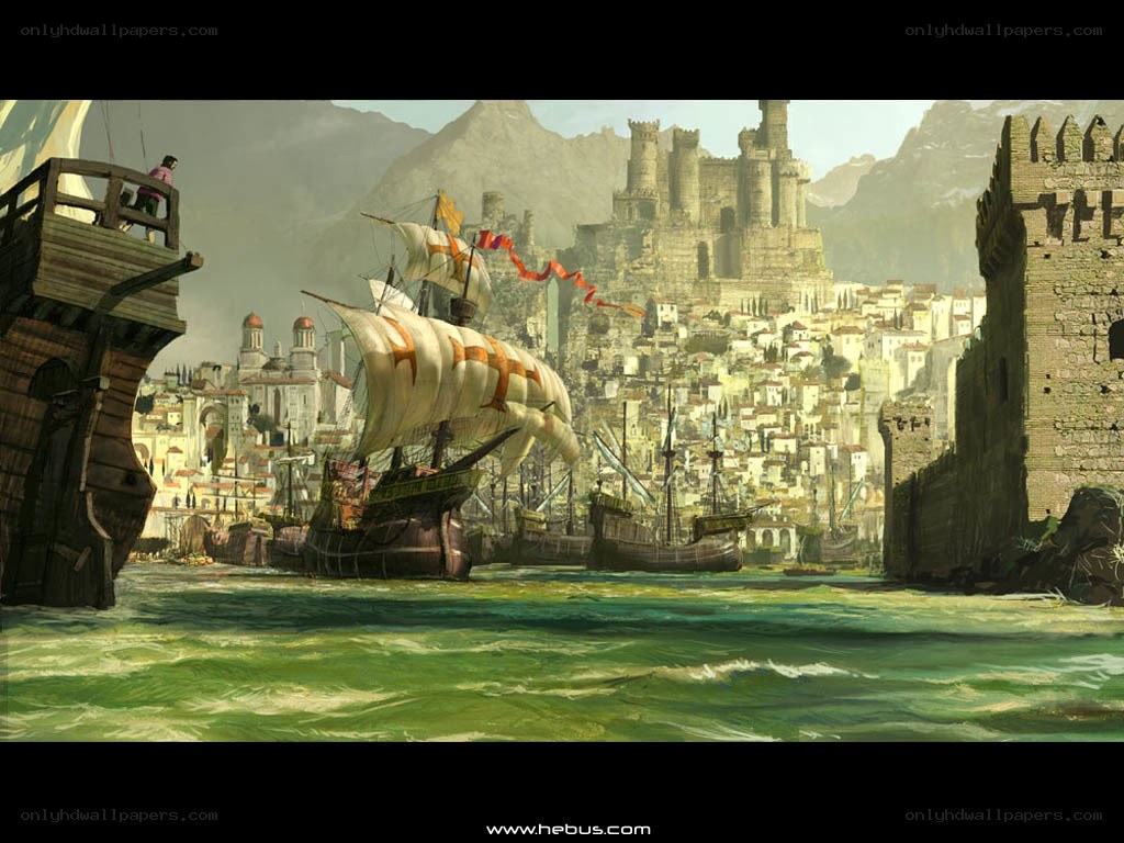 Medieval port with castle