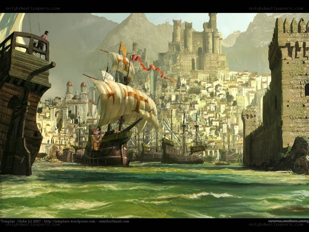 Medieval port with castle