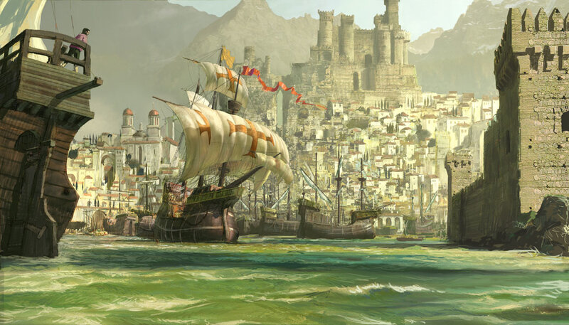 Medieval port with castle