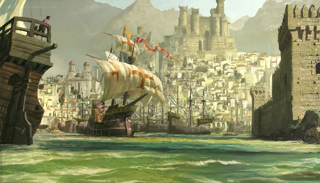 Medieval port with castle