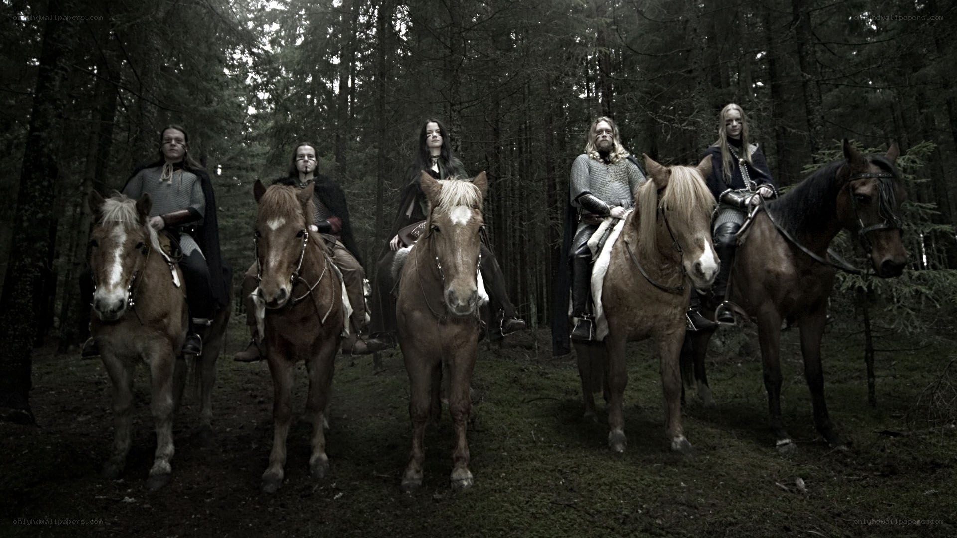 medieval riders in forest