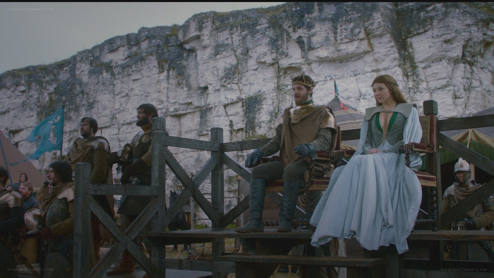 Medieval royalty on a balcony