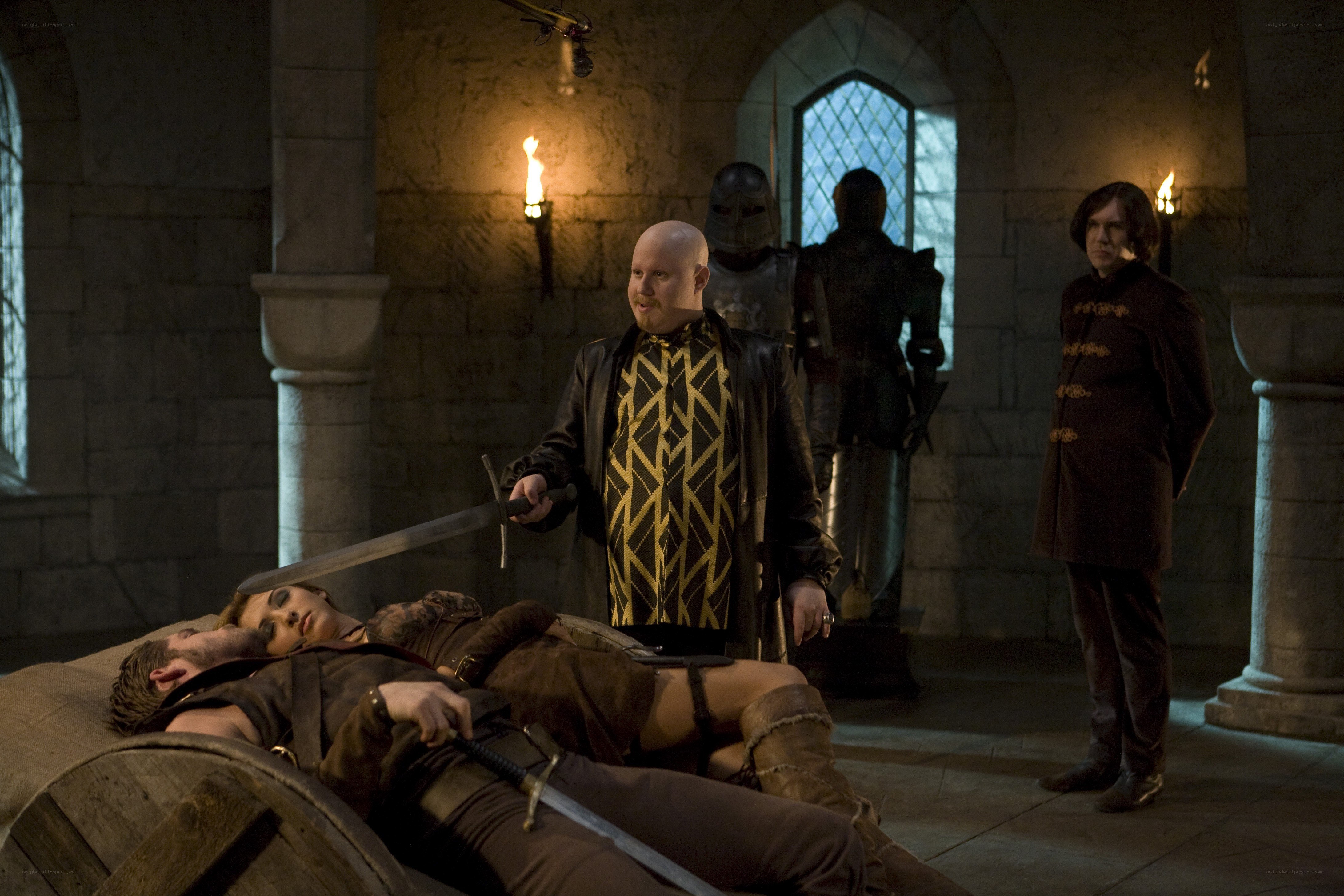 Medieval scene with injured characters