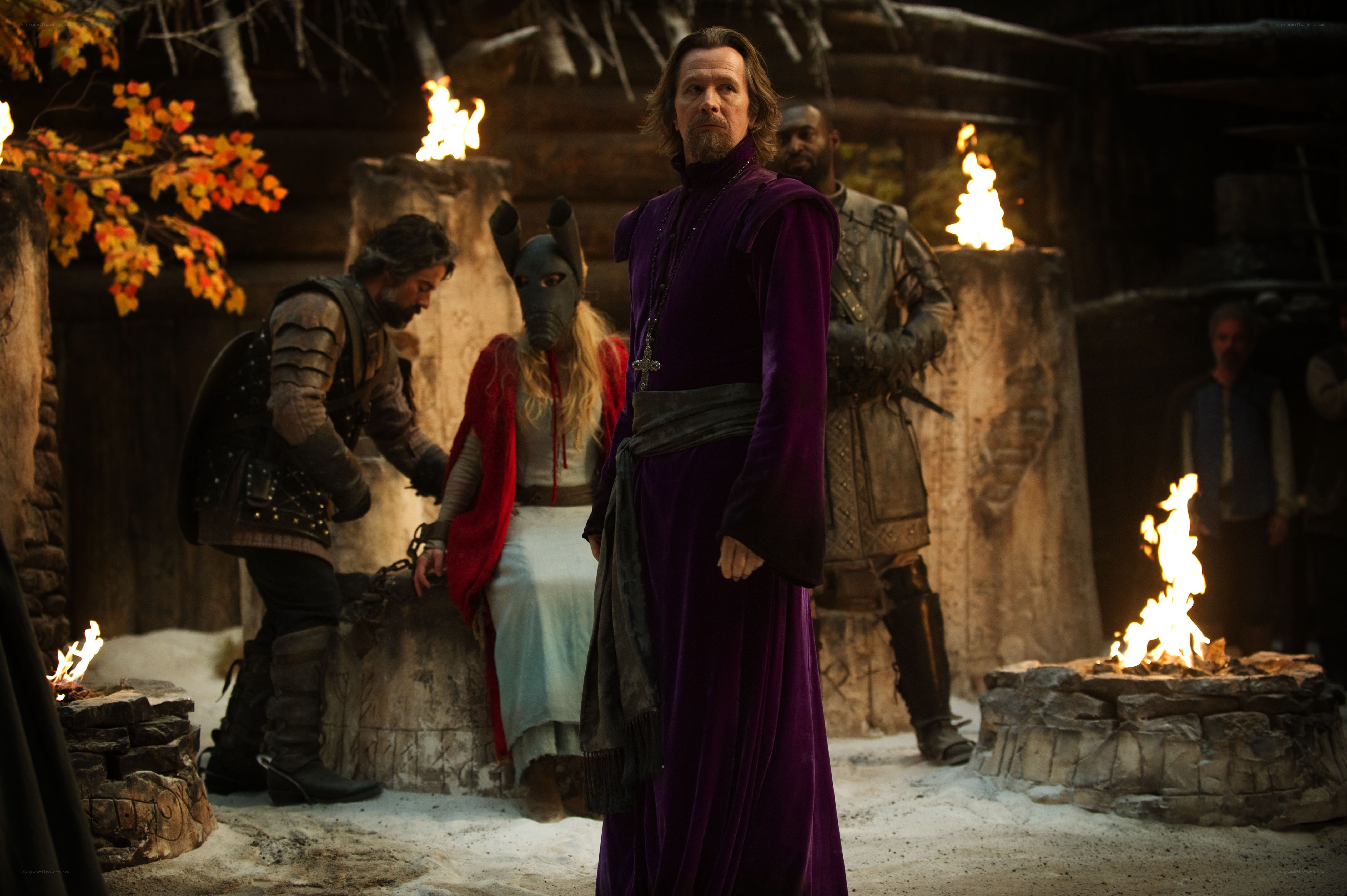 Medieval scene with purple-robed man