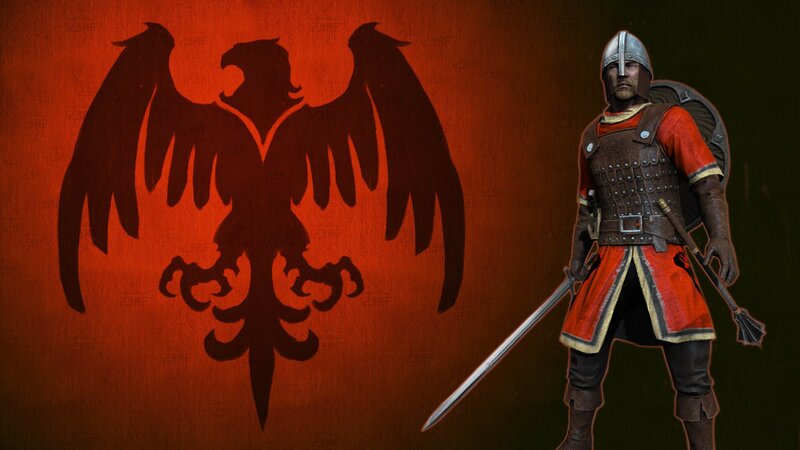 medieval soldier with eagle emblem