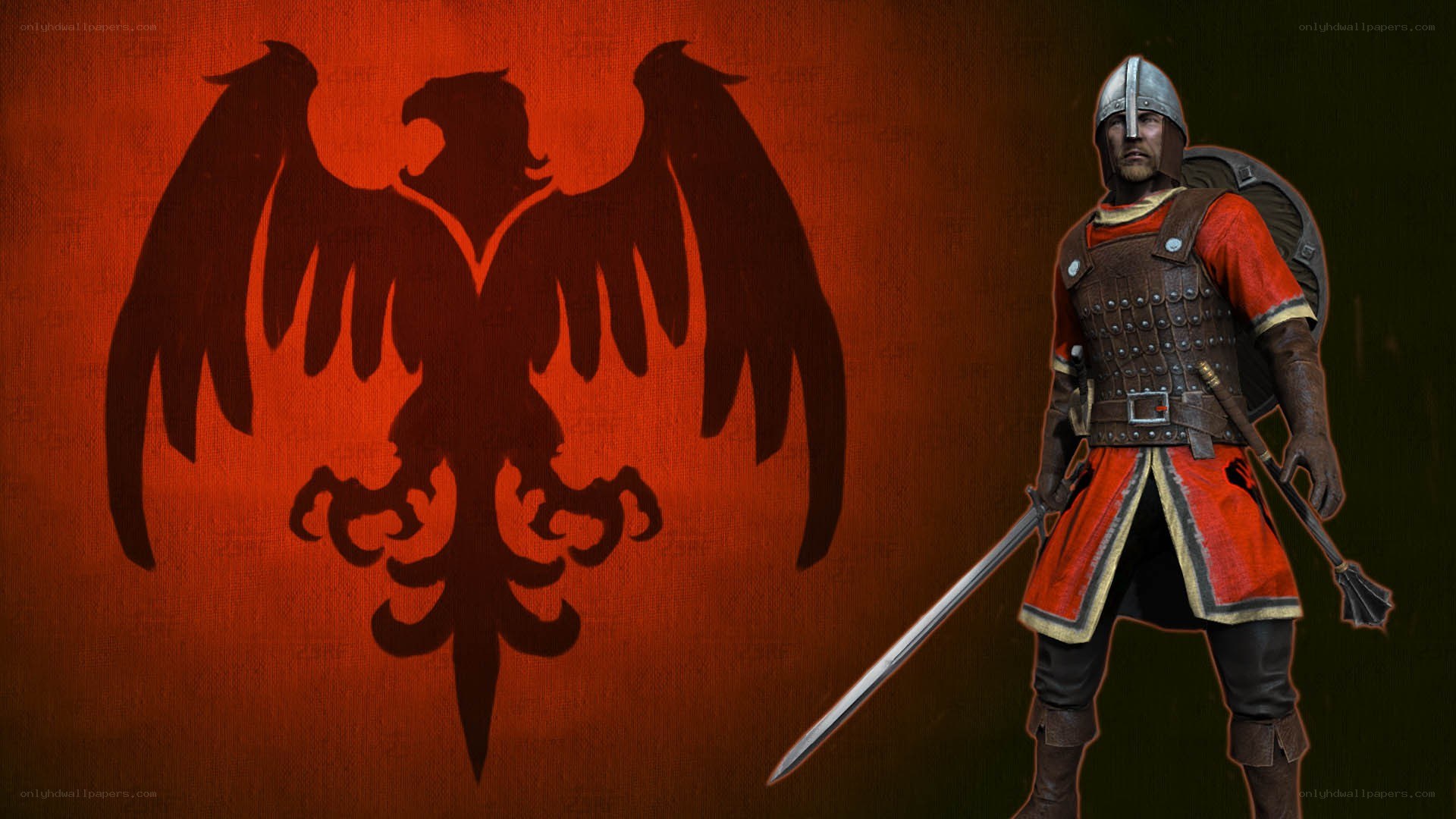 medieval soldier with eagle emblem