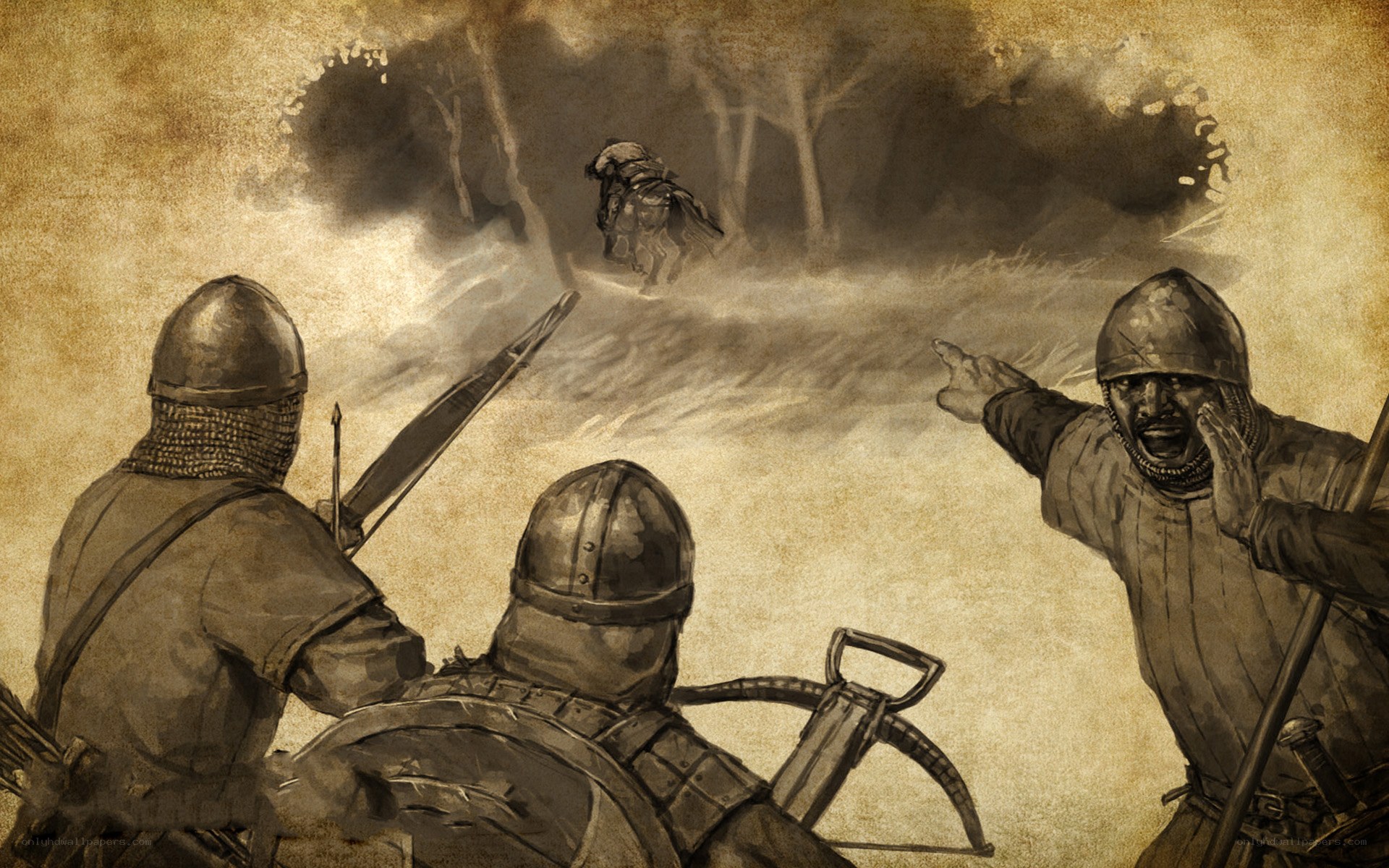 Medieval soldiers in battle