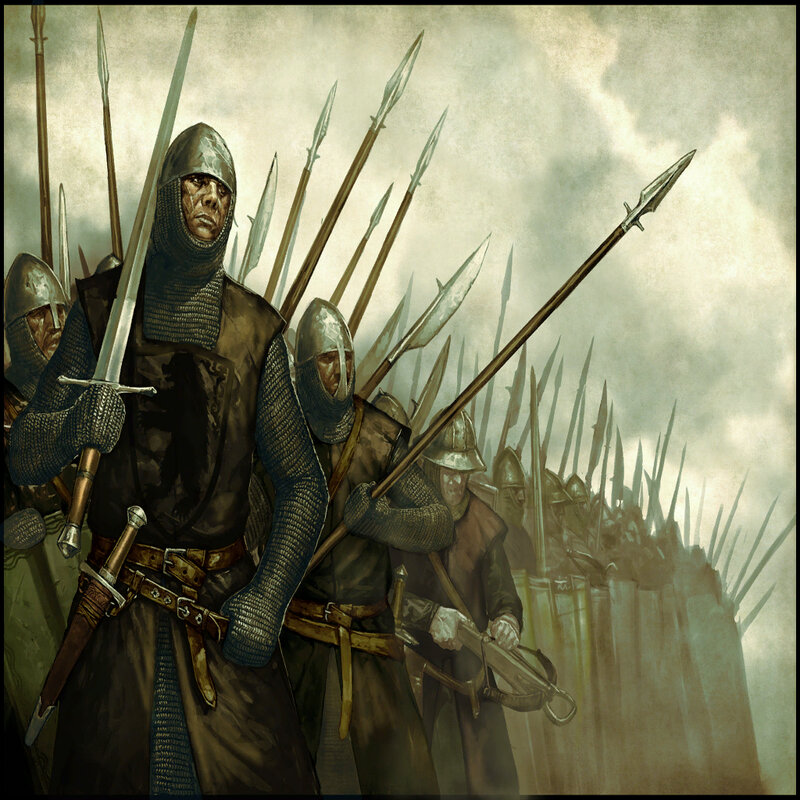 Medieval soldiers in formation