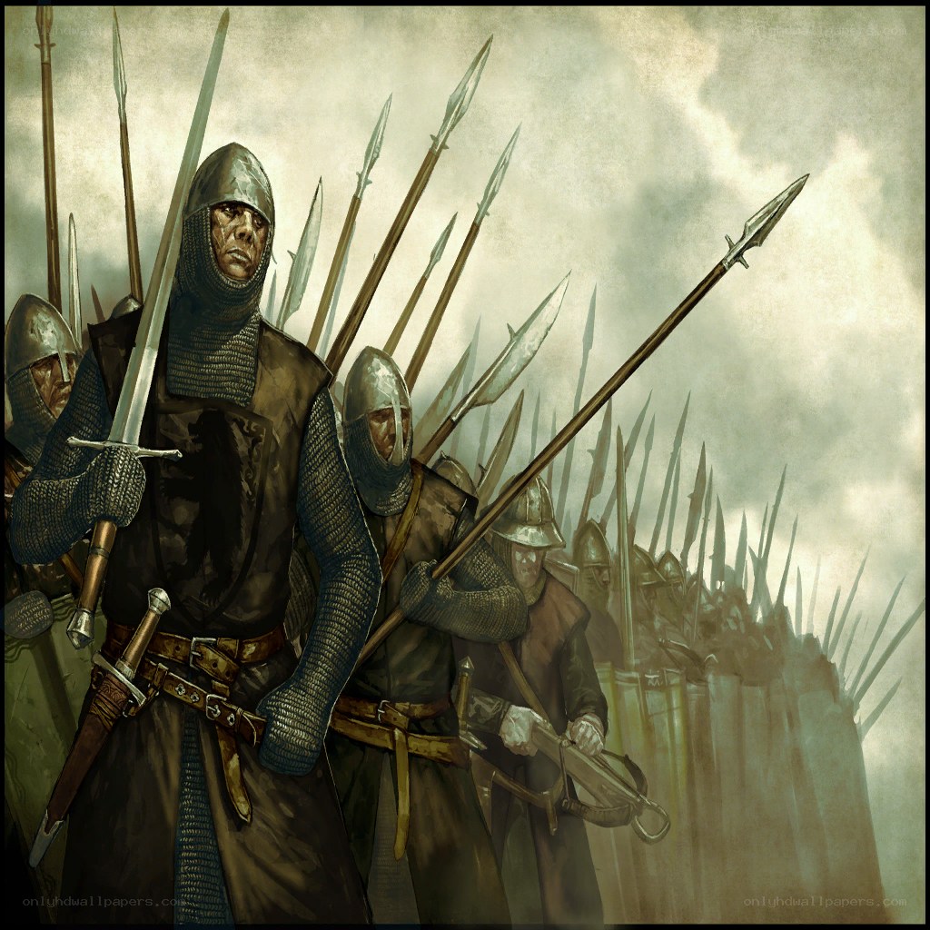 Medieval soldiers in formation