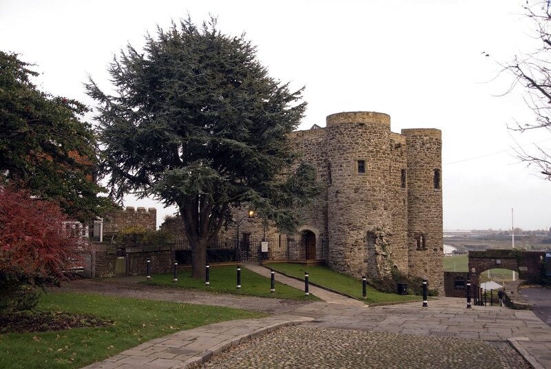 Medieval stone castle with tower