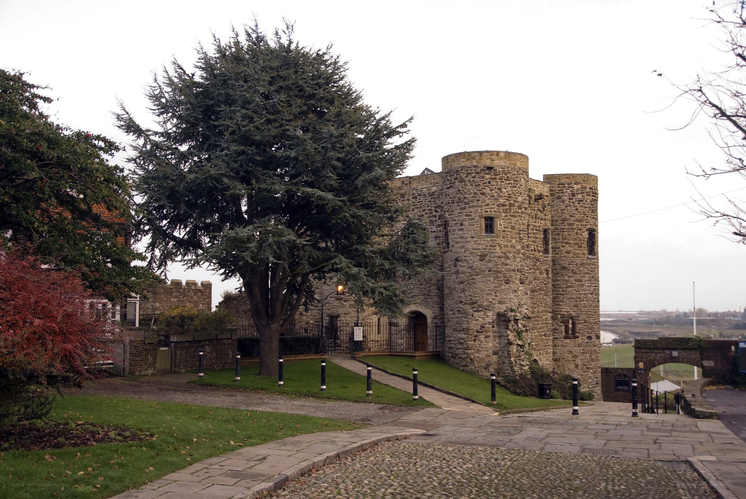 Medieval stone castle with tower