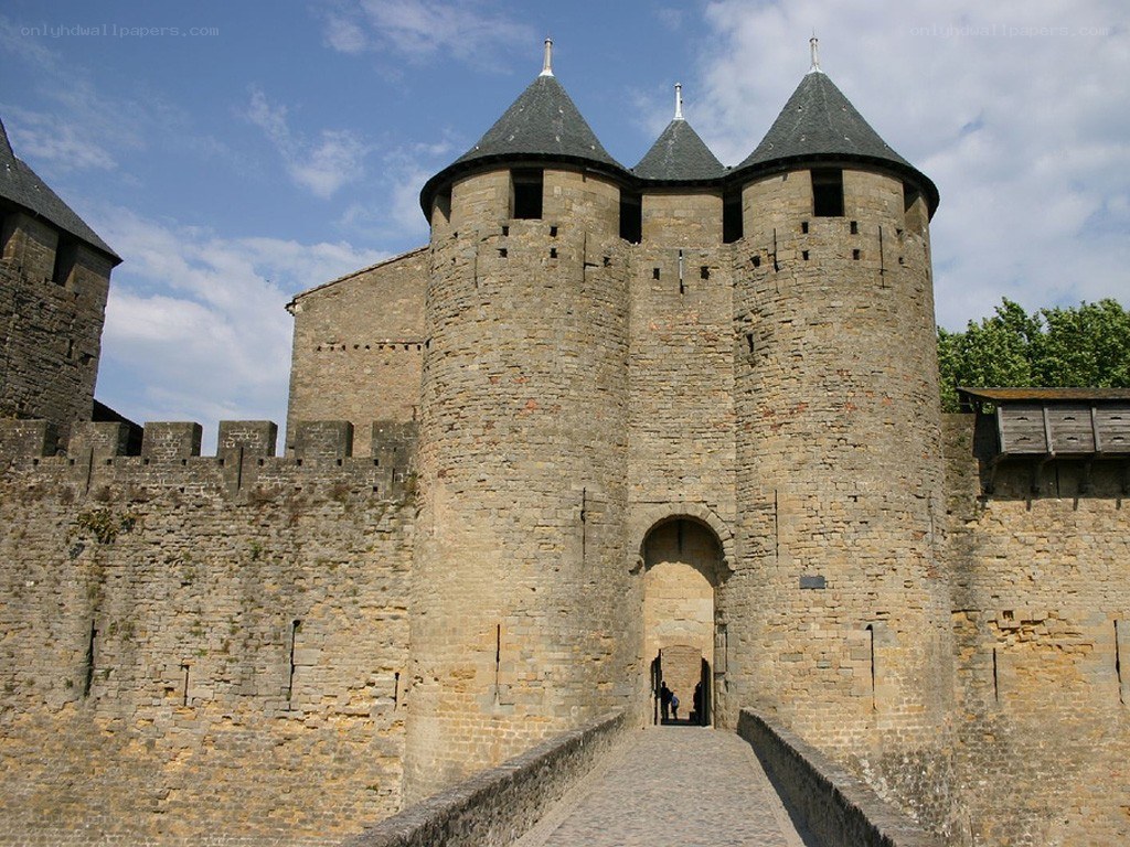 Medieval stone fortress with towers