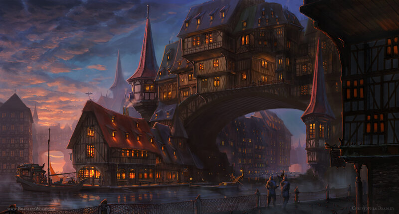 Medieval Town at Dusk