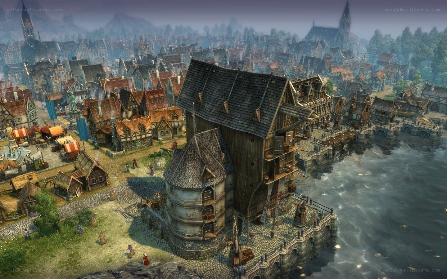 medieval town by the river