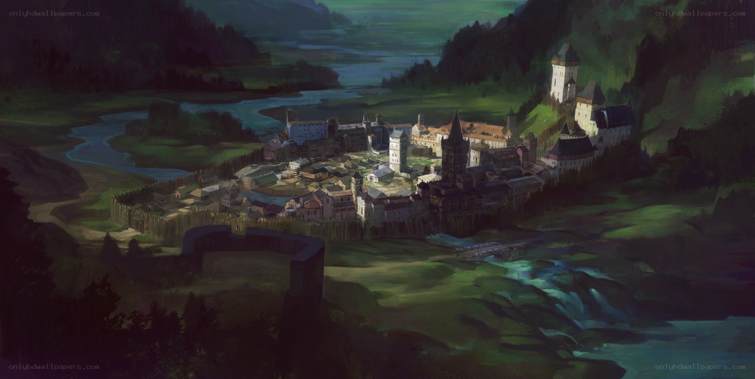 Medieval town by the river