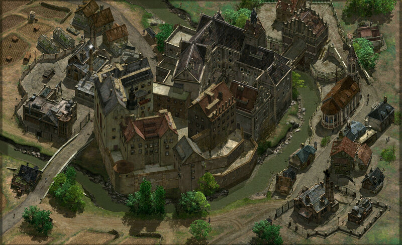 medieval town from strategy game