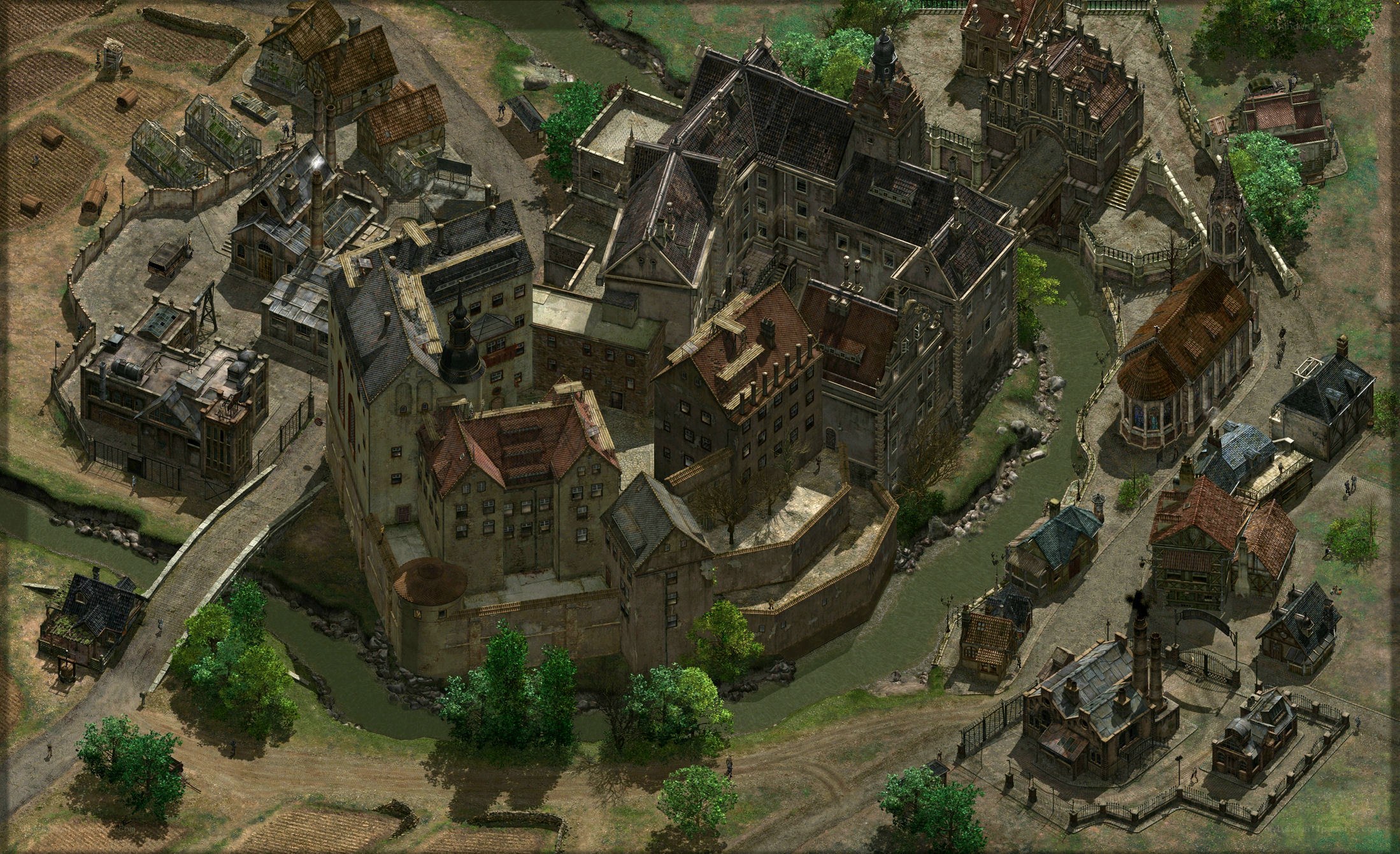 medieval town from strategy game