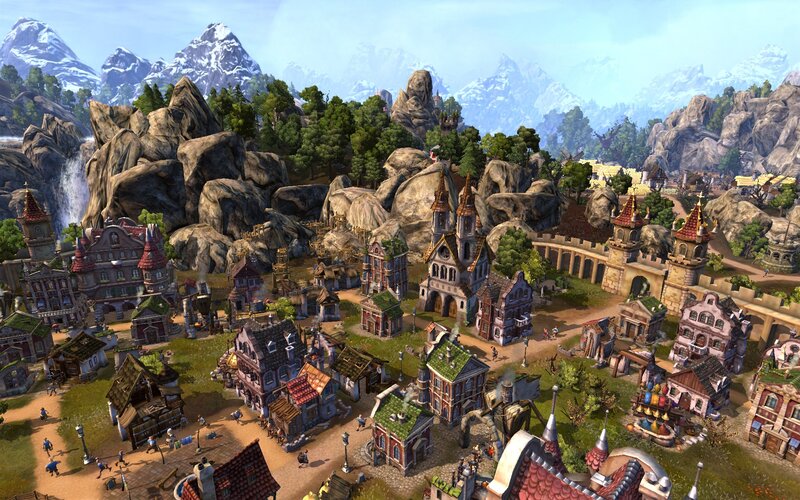 medieval town in mountain valley