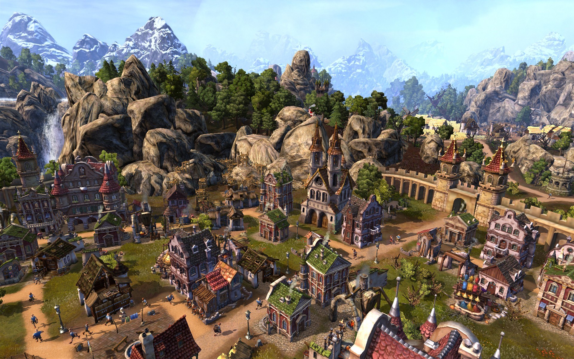 medieval town in mountain valley