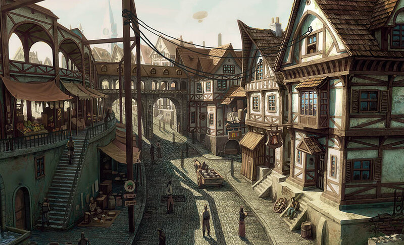 Medieval town market street